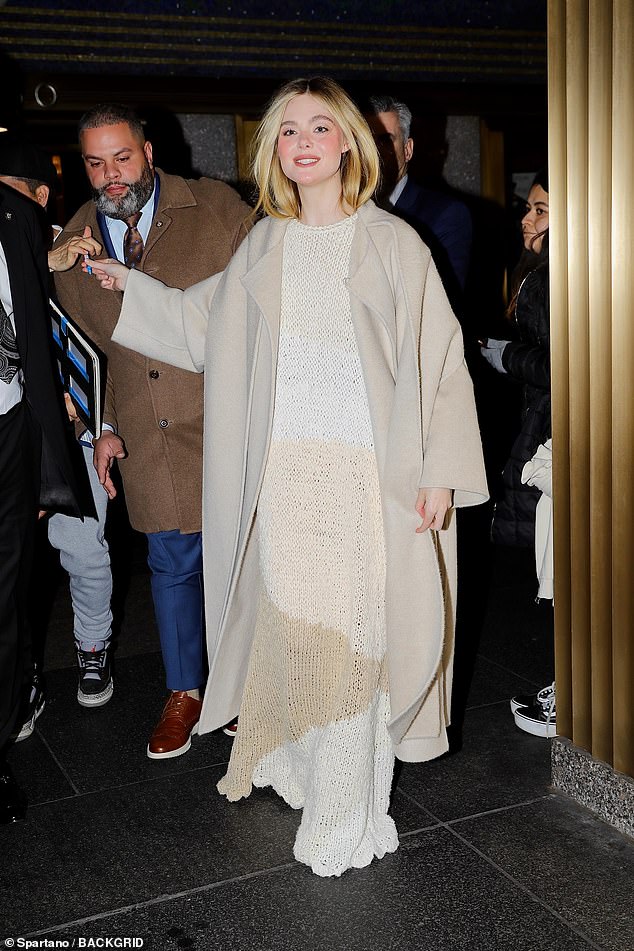 Elle Fanning looked stylish as ever as she left a taping of The Tonight Show Starring Jimmy Fallon in New York on Monday