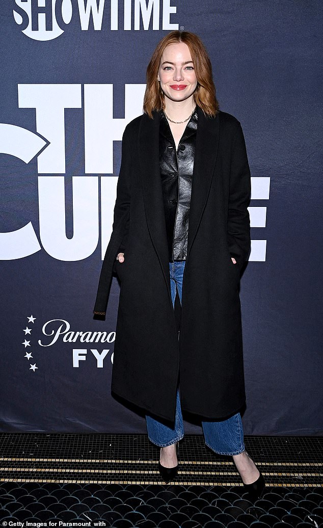 Emma Stone kept it casually chic at the All-Guild FYC Event for her Showtime series The Cursed in New York City on Friday