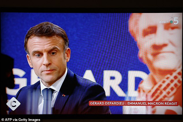 The President of France appeared on a TV chat show (pictured) and said he despised the actor being subjected to a 'manhunt'