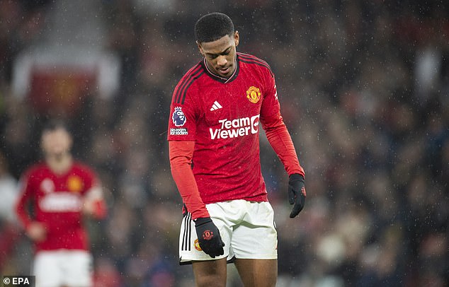 Anthony Martial was on the periphery of the match against Bourneouth and was subbed off in the second half