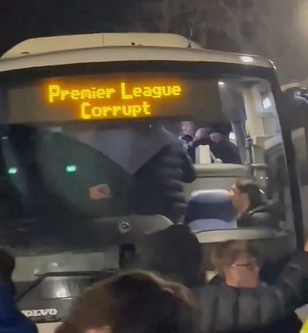 An Everton supporters coach has bizarrely joined an anti-Premier League protest