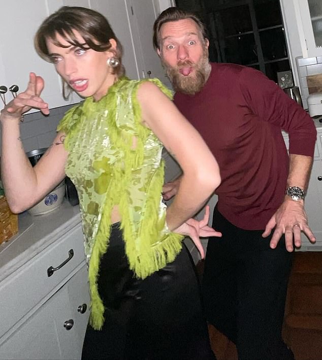 Ewan McGregor has been pictured striking silly poses with his daughter Clara as they spent Christmas together, she posted on social media