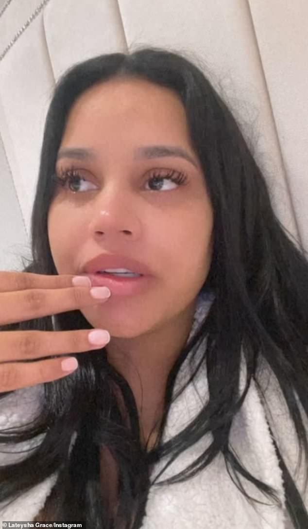 Famous Big Brother star Lateysha Grace revealed she was rushed to hospital in the middle of the night after being left 'crying in pain' due to a possible hernia