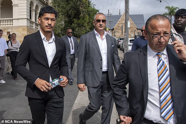 The magistrate described the actions of footballer Junior Amone (pictured left, outside court on Monday) as 'appalling' as he was convicted of the attack.