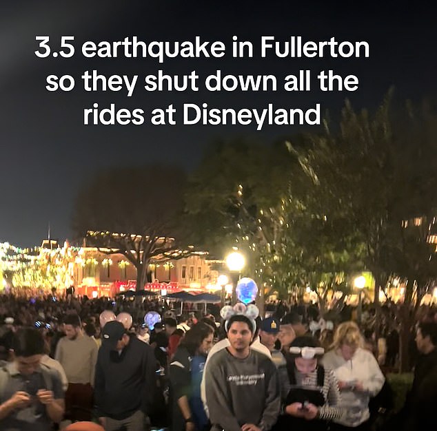 Crowds of people were left standing after the earthquake struck near Fullerton