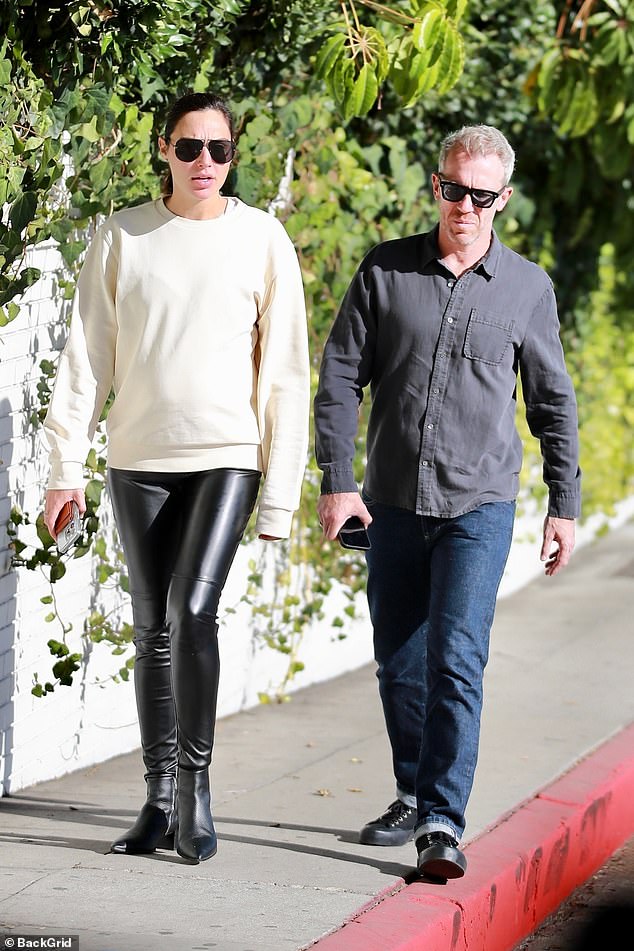 Gal Gadot, 38, was pictured in Los Angeles on Monday with husband Jaron Varsano, 48, heading to the Chateau Marmont hotel for lunch, a day after she called on the United Nations to demand that any female hostage held by Hamas is released immediately.