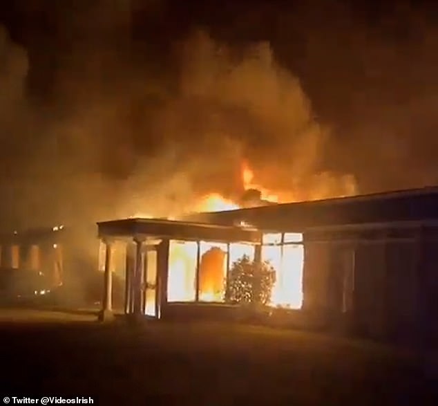 An inferno ripped through a 19th century Georgian country hotel in Galway.  Police are treating the fire as suspected arson