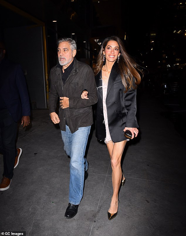 George Clooney and his glamorous wife Amal Clooney headed to New York City's famous hotspot Polo Bar on Wednesday after the premiere of his new movie