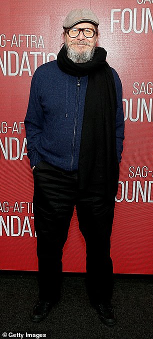 Gary Oldman sported a thick beard on Monday as he attended the SAG-AFTRA Foundation screening of his show Slow Horses in New York