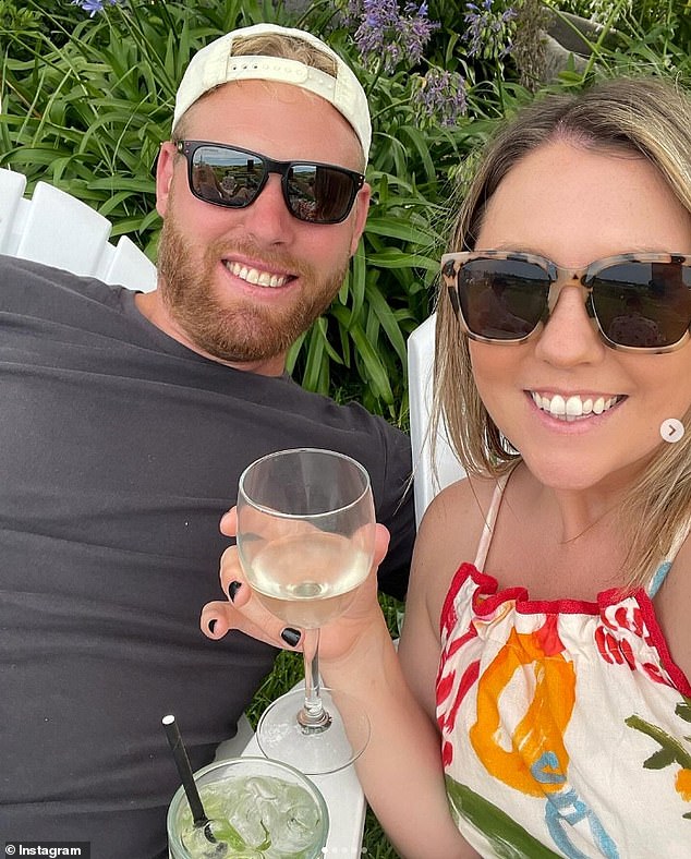 Mel Waring, 35, (pictured right, with her boyfriend) shared a glimpse into her happy new life in an Instagram photo gallery on Monday, six years after her ex-cricketer Nathan Lyon left her for glamorous estate agent Emma