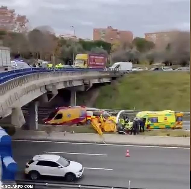 The helicopter crashed on the M40 motorway near Madrid shortly after take-off
