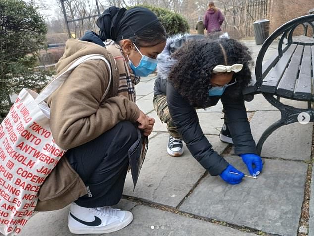Students are pictured above collecting bird droppings as part of the 2022 phase of the program, which led to publications in scientific journals