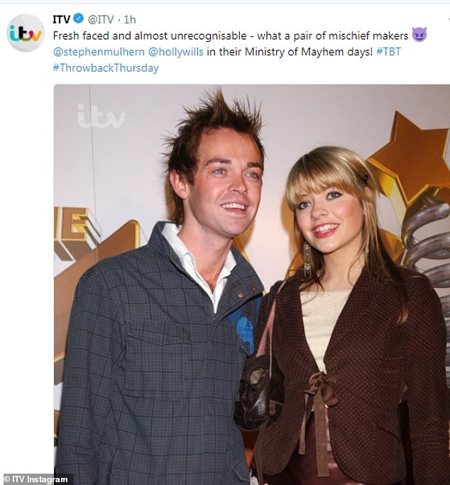 Holly Willoughby and Stephen Mulhern looked almost unrecognizable in a throwback photo from the Ministry of Mayhem, taken 18 years ago and shared on Twitter by ITV