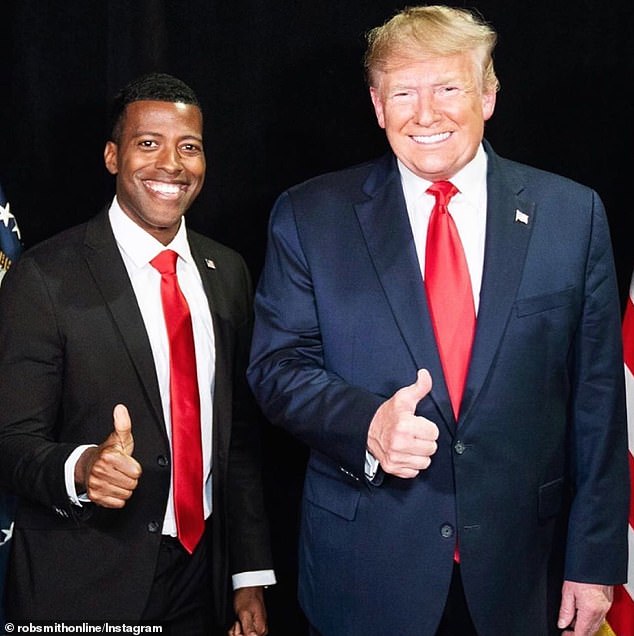 Smith, pictured here with former President Donald Trump, received support from fellow conservatives after sharing the images.