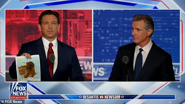 Governors Gavin Newsom — who is clearly not running for president (wink!) — and Ron DeSantis battled it out in front of my friend Sean Hannity over issues ranging from COVID lockdowns and homelessness to barely vague cartoon porn and poop cards (shown above) .