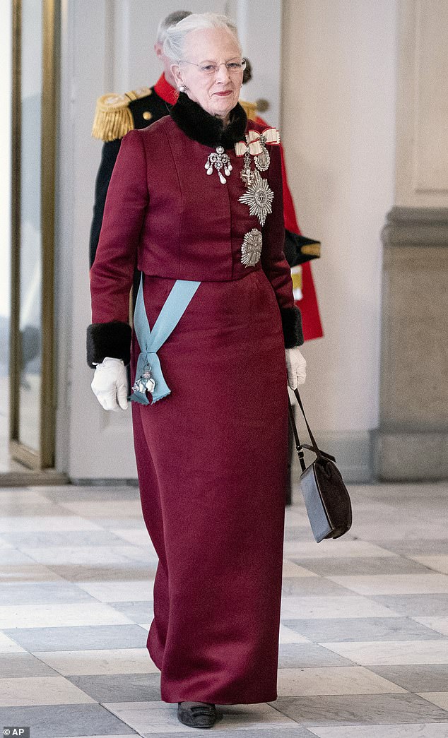 Queen Margrethe of Denmark (pictured) announced her shock abdication this evening after 52 years on the throne