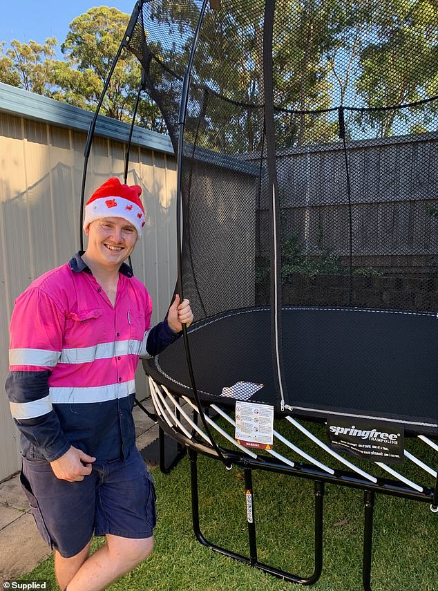 Patrick Hughes (pictured) makes a lot of money putting together children's Christmas presents, including trampolines and cubby houses, for parents who feel overwhelmed by the task