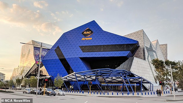 The alleged attack took place at the RAC Arena (pictured) in Perth, where the concert was held in November