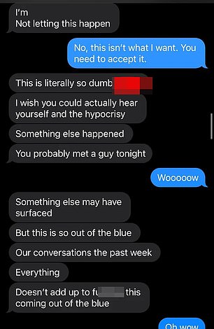 A woman has shared the 'horrific' messages her ex-relationship sent her when she tried to end the relationship