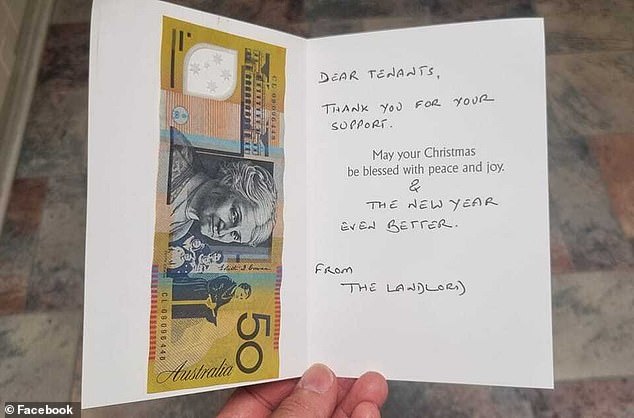 One lucky tenant received a Christmas letter from his landlord with a handwritten note and $50