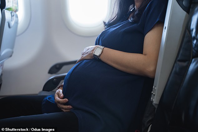 A man was applauded for refusing to swap seats with a pregnant woman on a long flight - but his family called him a 'bastard' for his cruel act (stock image)