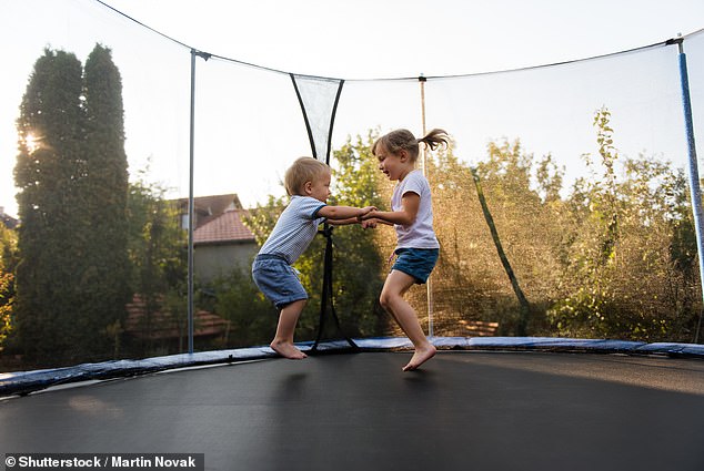 A trampoline is the worst gift you can give your children as it can lead to injuries and broken bones (stock image)