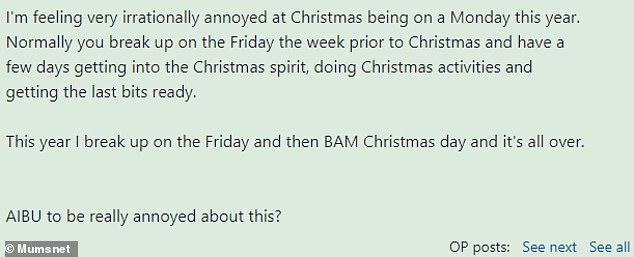 Im annoyed that Christmas falls on a Monday this year