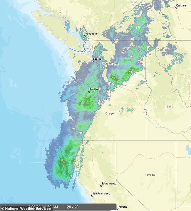 The area was the epicenter of a deadly atmospheric event known as a 'Pineapple Express' that continues to batter the Pacific Northwest