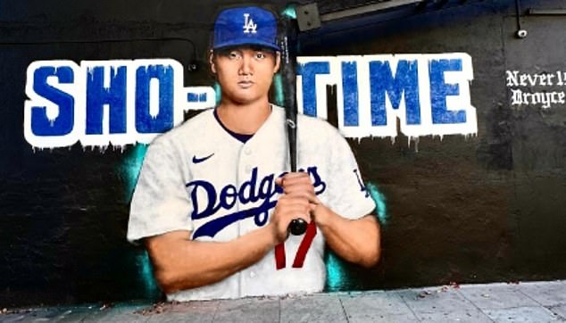 A mural of Shohei Ohtani in an LA Dodgers uniform has been spotted in downtown Los Angeles