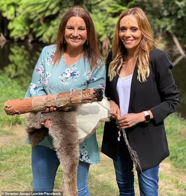 Jacqui Lambie (pictured with SBS presenter Karla Grant) spoke about her indigenous heritage on the show Living Black