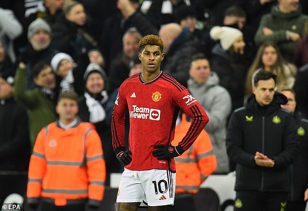 Marcus Rashford struggled for Man United as they were defeated by Newcastle on Saturday