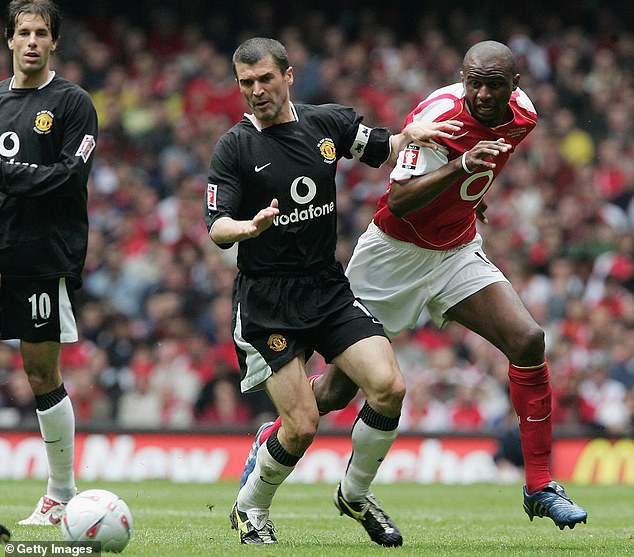 Carragher has compared Rice to former Manchester United captain Roy Keane (centre)