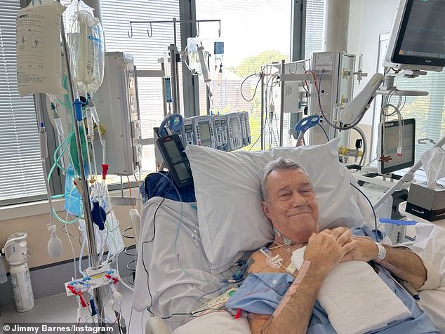 Jimmy Barnes, 67, (pictured) has made 'good progress' as he recovers in intensive care after open heart surgery