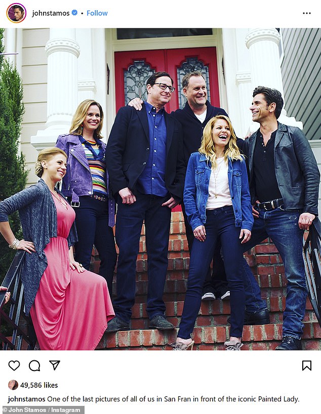 John Stamos, 60, continues to remember his late friend Bob Saget nearly two years after his death, as the Full House star posted a photo Thursday of several of the series' cast members, including Saget, posing on the steps of the series.  San Francisco home of the show