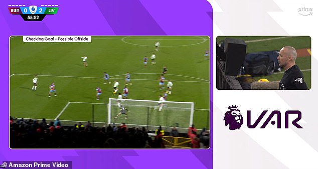 Mohamed Salah (standing in front of Burnley goalkeeper James Trafford) was ruled offside in the build-up to the goal