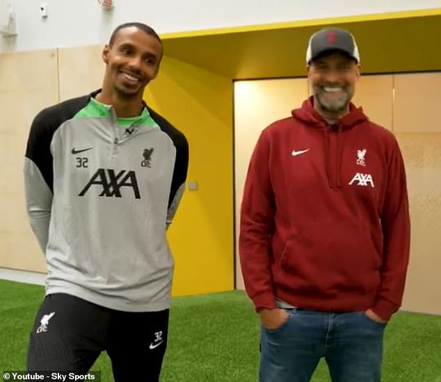 Jurgen Klopp made a joke at Joel Matip's second touch during a promotional video