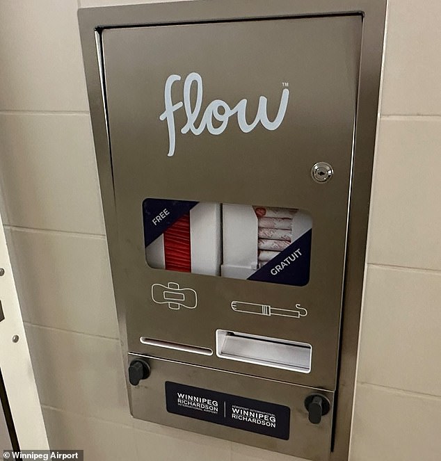 Such a menstrual products machine was installed at the Winnipeg airport earlier this year after the policy change was announced