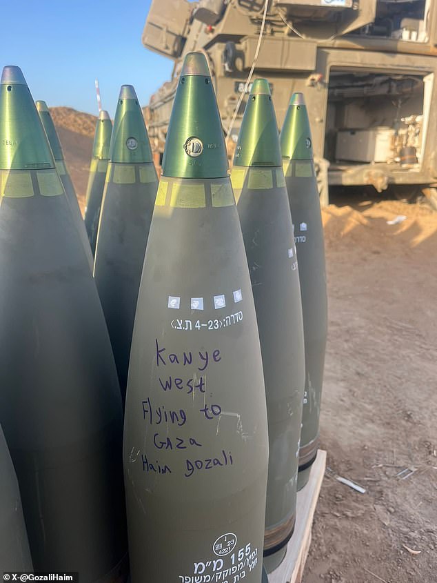 Haim Gozali posted this photo on X with Kanye West's name written on a rocket