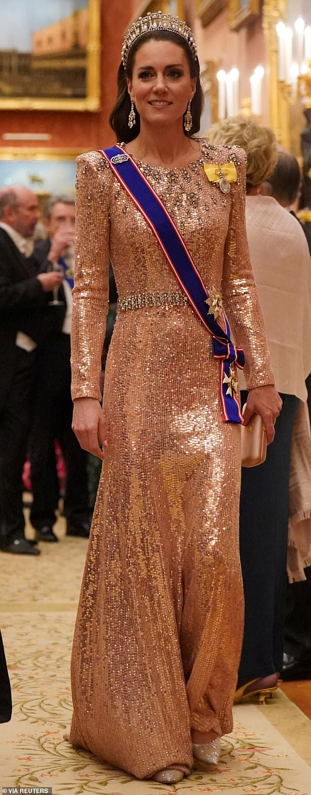 The Princess of Wales (pictured above at the Buckingham Palace reception for diplomats) proved this week that she is 'fit to be Queen', according to experts at PALACE CONFIDENTIAL