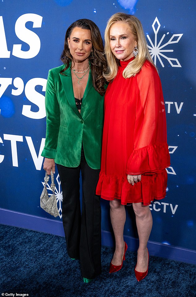 Friendly again: Kathy Hilton got emotional as she talked about how she and her sister Kyle Richards managed to bury the hatchet after their epic feud on the Real Housewives of Beverly Hills (seen on November 28, 2023)