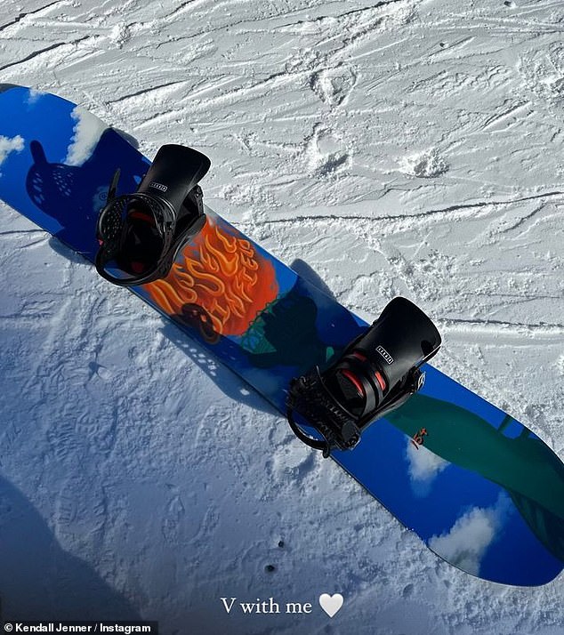 Perhaps to say she's doing well, Kendall posted a photo of the Virgil Abloh snowboard she used during her time on the slopes in Aspen to her Instagram Stories