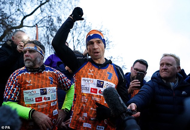 Kevin Sinfield completed his seventh ultramarathon in as many days at the Mall on Thursday