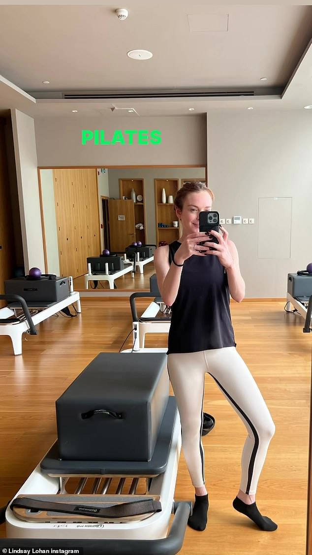 Lindsay Lohan showed off her postpartum body in a snap on her Instagram stories