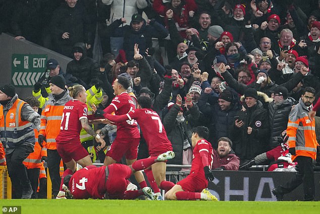 He fired home deep into stoppage time as the Reds scored twice late on to save the match