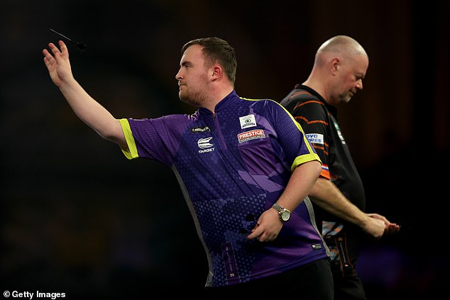 Luke Littler stormed into the lead against Raymond van Barneveld in their last 16 match