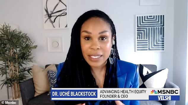 Dr.  Uché Blackstock (pictured) appeared on MSNBC and said, “Individuals are only responsible for about 20% of what makes them healthy.  The other 80% are these system factors'