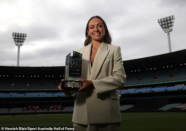 Kyah Simon, who missed the selection for the squad to play Canada, accepted the award on behalf of the Matildas