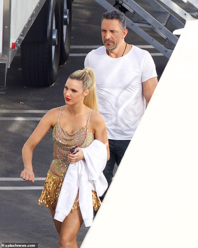 Mauricio Umansky was spotted Tuesday as Lele Pons arrived at the Dancing with the Stars trailers ahead of the show's finale