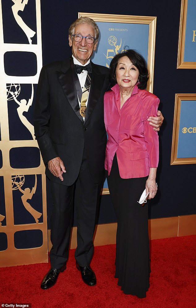 Maury Povich, 84, proudly posed with his wife Connie Chung, 77, after she presented him with the Lifetime Achievement Award at the 50th Daytime Emmy Awards in Los Angeles on Friday