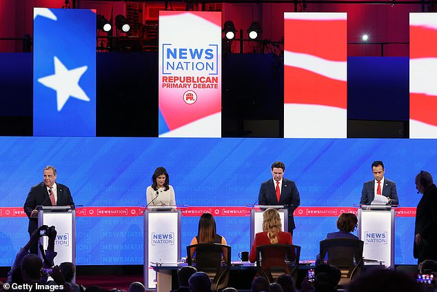 Former UN Ambassador Nikki Haley, Florida Governor Ron DeSantis, former New Jersey Governor Chris Christie and biotech entrepreneur Vivek Ramaswamy took the stage at the University of Alabama in Tuscaloosa on Wednesday evening